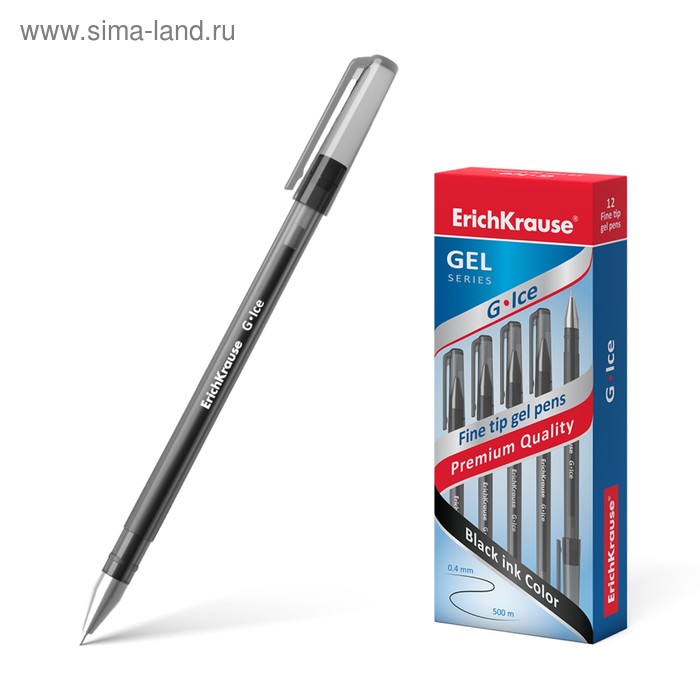 

Ручка гелевая ErichKrause G-Ice, чернила черные, узел 0.5 мм, длина непрерывной линии составляет до 500 метров