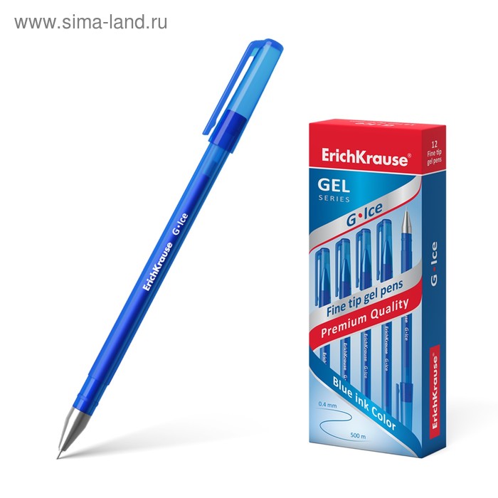 

Ручка гелевая ErichKrause G-Ice, чернила синие, узел 0.5 мм, длина линии письма 500 метров