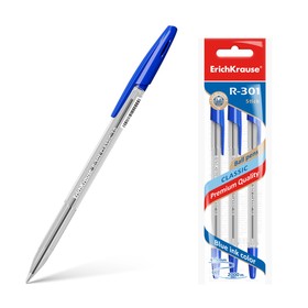 Набор ручек шариковых 3 штуки R-301 Classic Stick, узел 1.0 мм, чернила синие, длина линии письма 1000 метров, европодвес