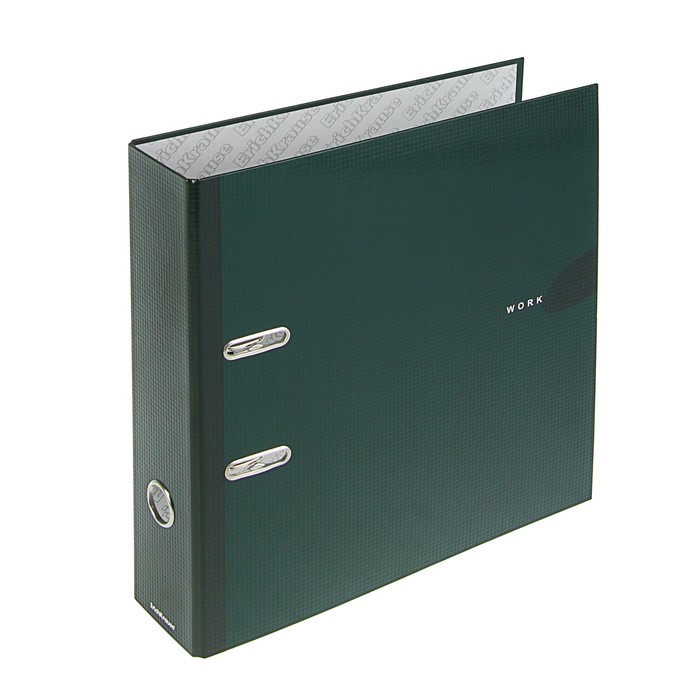 Папка-регистратор А4, 70мм WORK INSIDE, собранный, зелёный, глянцевая ламинация, картон 2мм, вместимость 450 листов