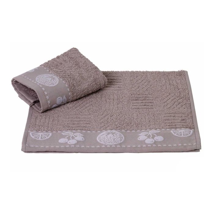Махровое полотенце "MEYVE BAHCESI", размер 30x30 см, цвет серый