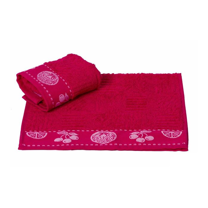 Махровое полотенце "MEYVE BAHCESI", размер 30x30 см, цвет фуксия