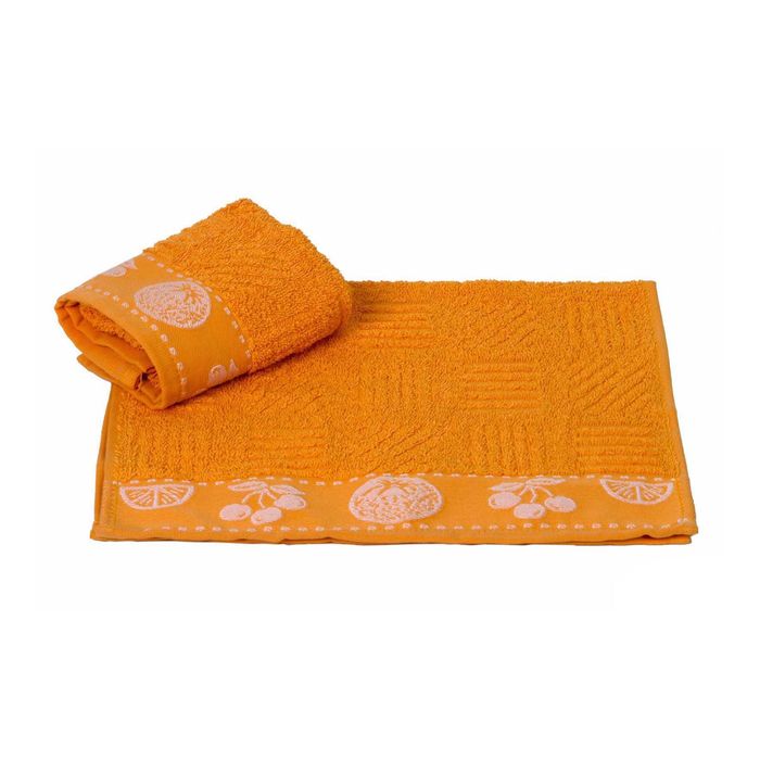 Махровое полотенце "MEYVE BAHCESI", размер 30х50 см, цвет горчичный