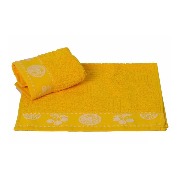 Махровое полотенце "MEYVE BAHCESI", размер 30х50 см, цвет жёлтый