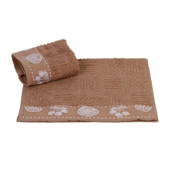 Махровое полотенце "MEYVE BAHCESI", размер 30х50 см, цвет коричневый