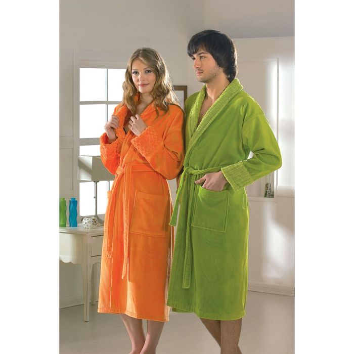 Махровый халат "ANGORA", размер S, оранжевый