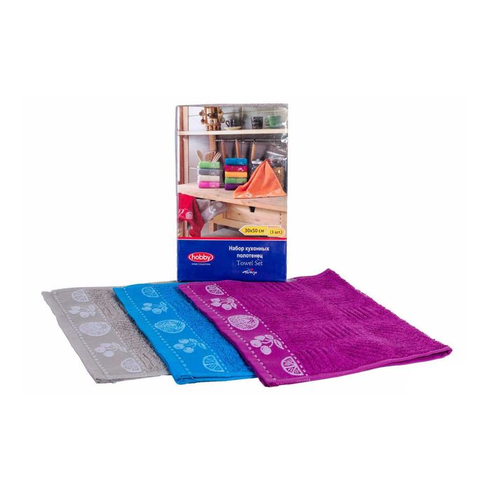 Махровые полотенца в упаковке "MEYVE BAHCESI", размер 30x50 см (3 шт.)