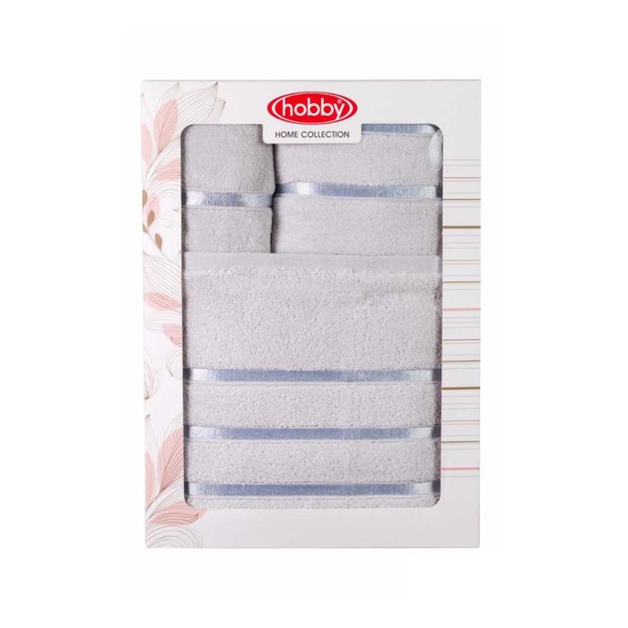 Махровые полотенца в коробке "DOLCE", размер 30x50,50x90,70x140 см, цвет светло-голубой