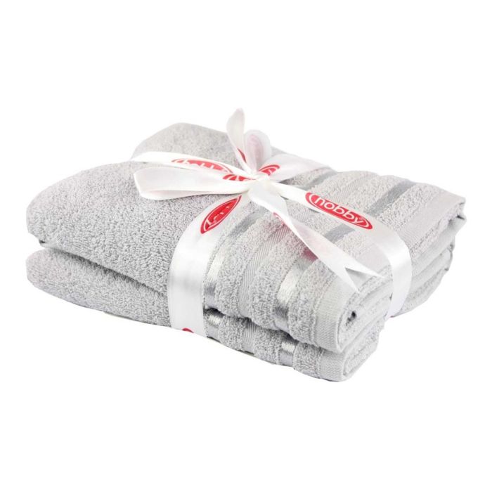 Махровое полотенце "NISA", размер 50х90 см, цвет светло-серый