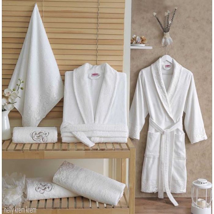 Махровый халат "NELLY", размер L, цвет кремовый