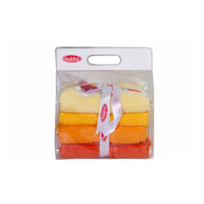 Махровые полотенца в упаковке "RAINBOW", размер 50х90 см (4 шт.), цвет жёлтый