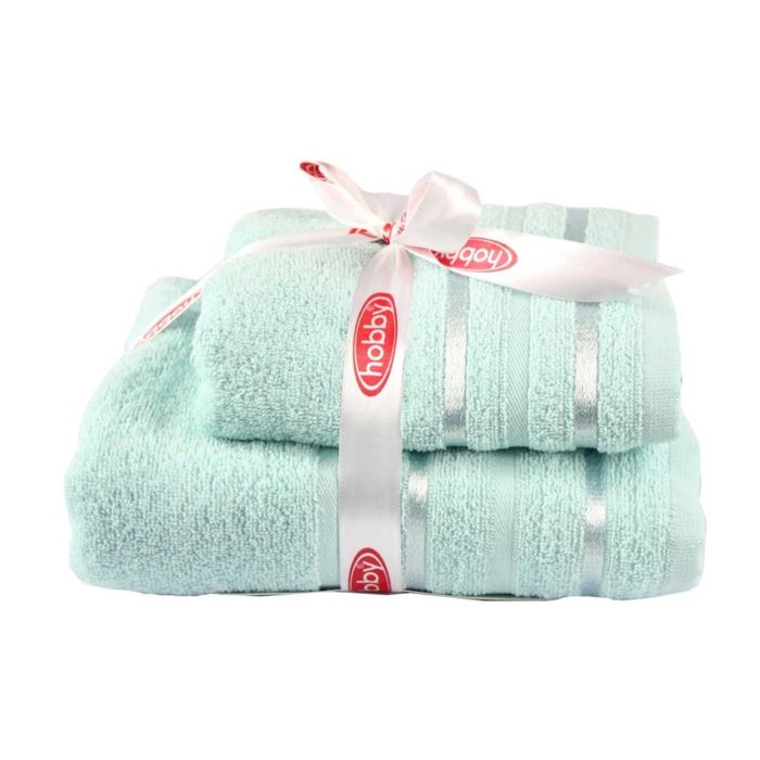 Набор полотенцец "NISA", размер 50x90, 70x140 см, цвет бирюзово-зелёный