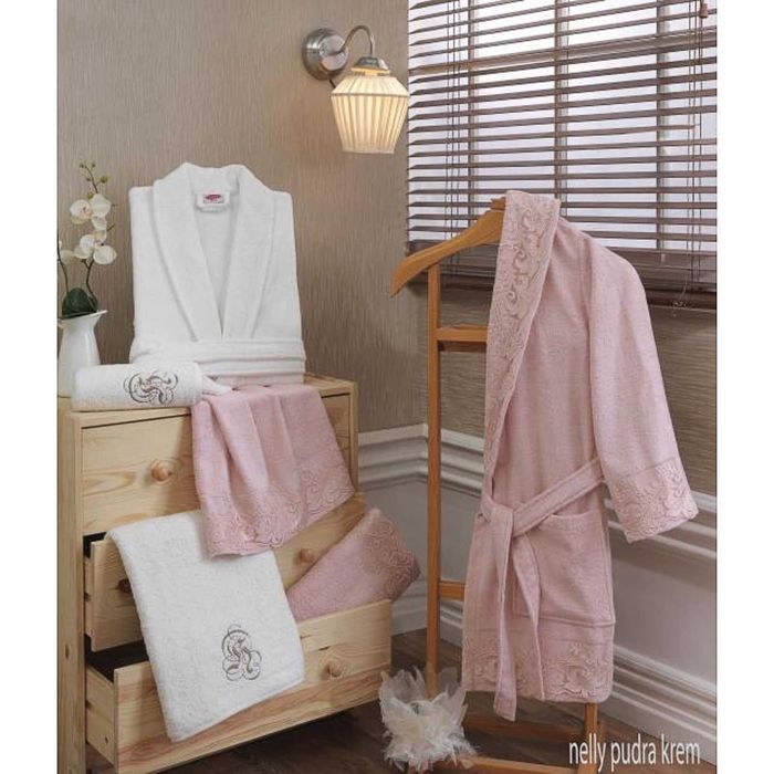 Махровый халат "NELLY", размер L, цвет пудра