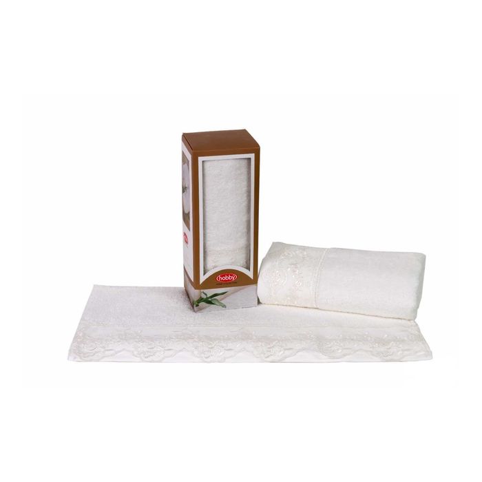 Махровое полотенце в коробке  "ALMEDA", размер 50х90 см, цвет кремовый