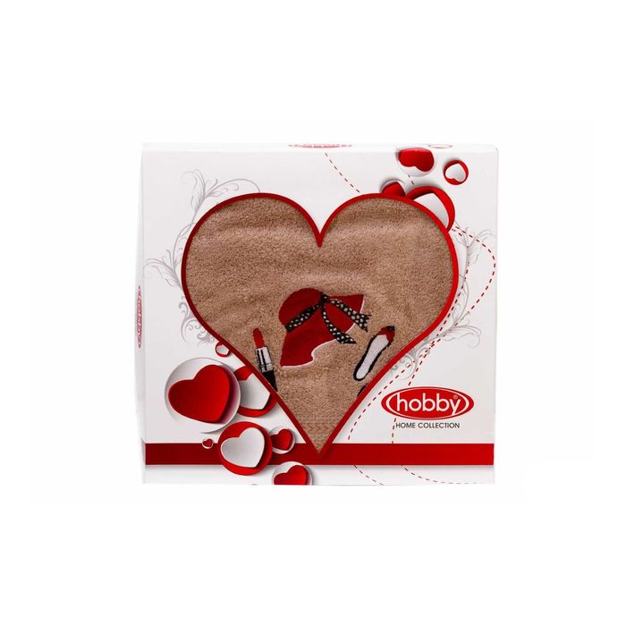 Махровое полотенце в коробке "LOVE", размер 50х90 см, цвет бежевый