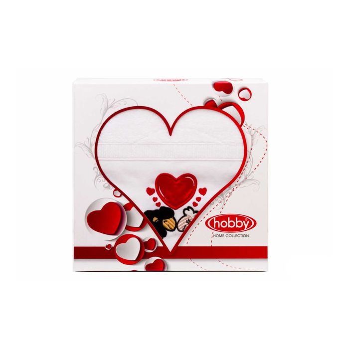 Махровое полотенце в коробке "LOVE", размер 50х90 см, цвет белый