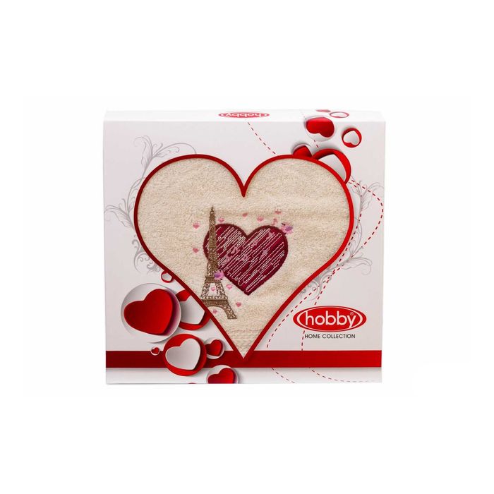 Махровое полотенце в коробке "LOVE", размер 50х90 см, цвет кремовый