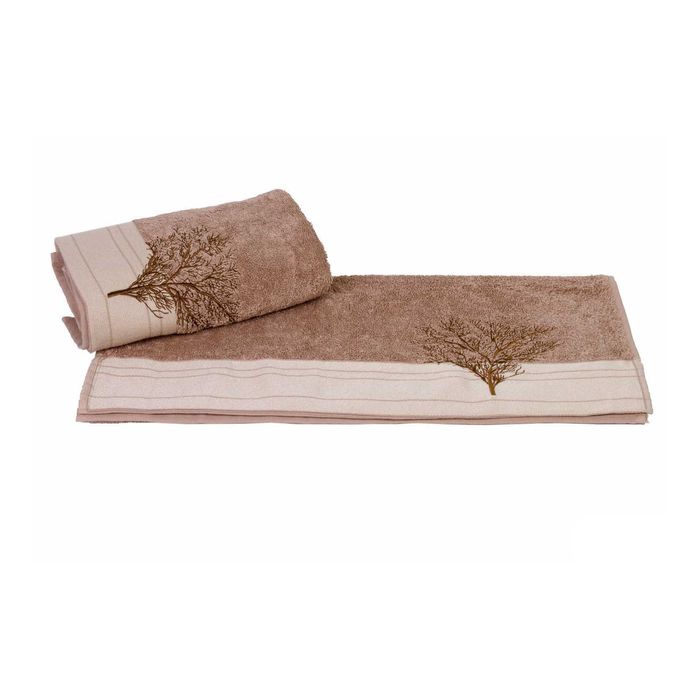 Махровое полотенце с вышивкой "INFINITY", размер 50х90 см, цвет светло-коричневый
