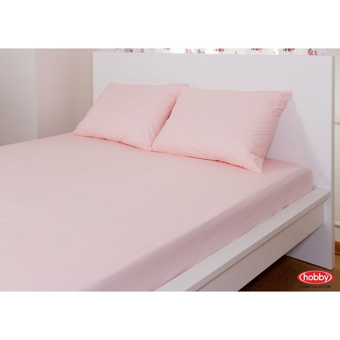 Набор простыня на резинке (100x200) и наволочка (50x70), цвет пудра