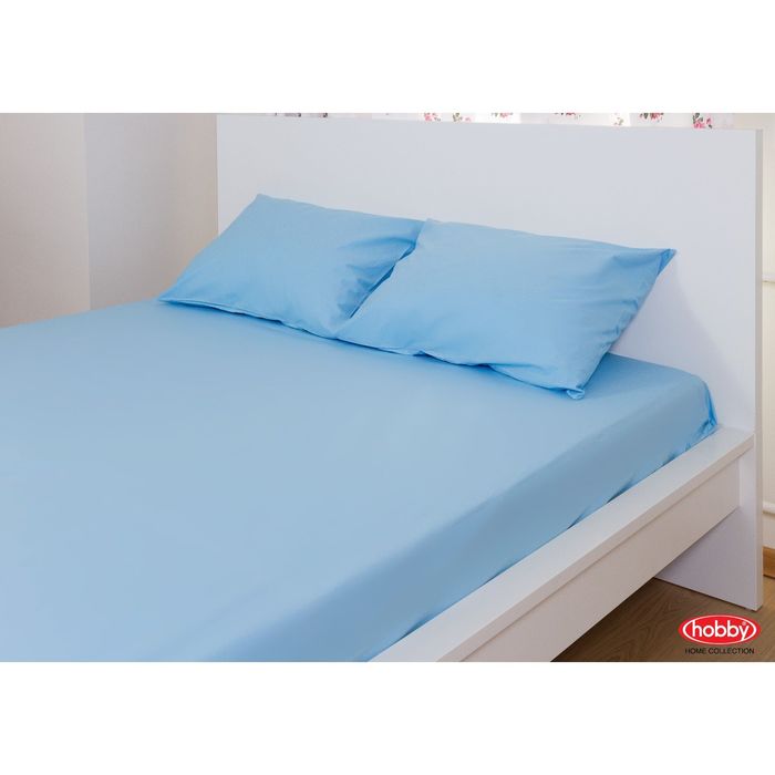 Набор простыня на резинке (100x200) и наволочки (50x70 2 шт.), цвет синий