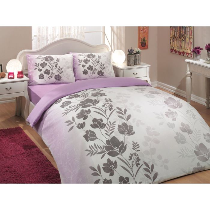 КПБ "FLORE" 1,5 сп., размер 160х220, 160х240, 50х70, 70х70 по 1 шт., цвет лиловый, ранфорс