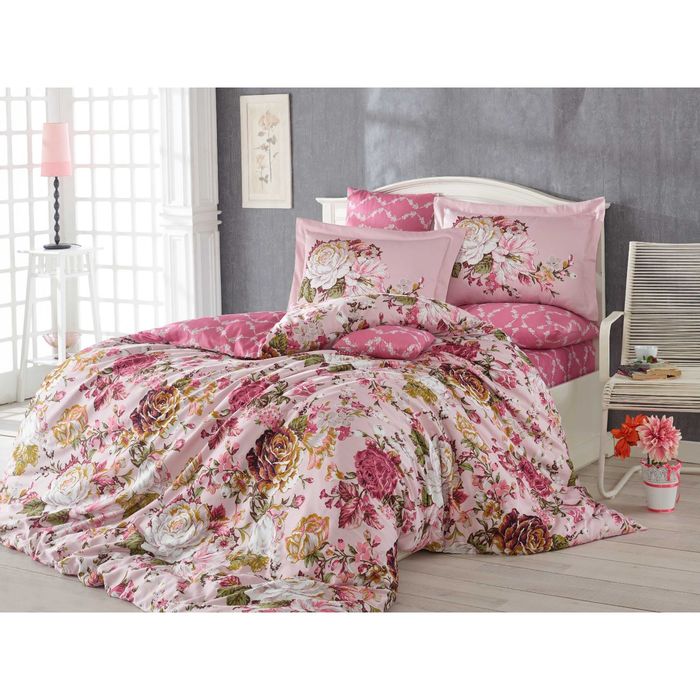 КПБ "ROSANNA" Дуэт, размер 160х220 2 шт., 240х260, 50х70, 70х70 по 2 шт., цвет розовый, сатин 2644