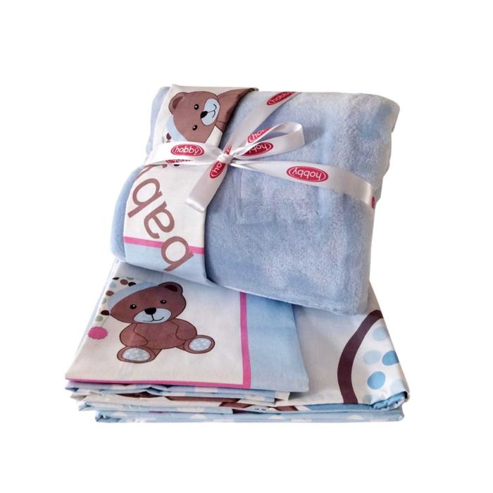 КПБ "PONPON" с одеялом, размер 100х150, 100х150, 100х150, 35х45 (2 шт), 40х60 (1 шт), цвет синий   2