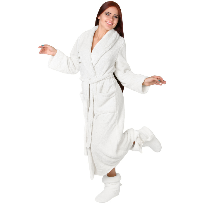 Халат женский запашной удлиненный Корона цвет белый, р-р 60