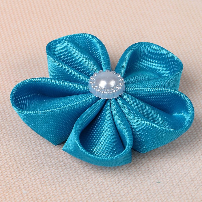Бант свадебный для декора «Канзаши» D-4-4,5 см 4 шт, цвет бирюзовый