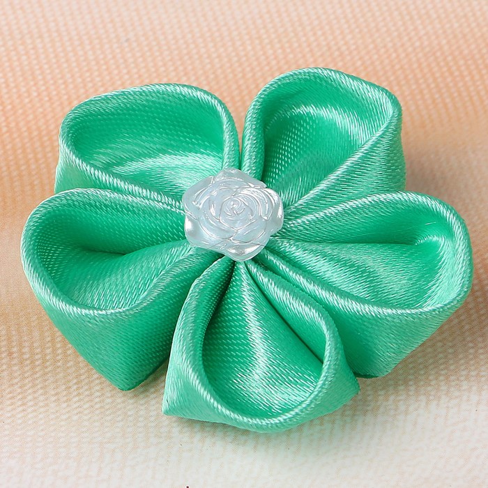 Бант свадебный для декора «Канзаши» D-4-4,5 см 4 шт, цвет мята