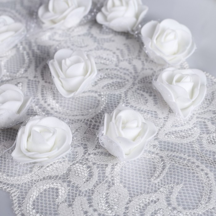 Цветок свадебный из фоамирана ручная работа высокие D-3 см 10 шт, цвет белый