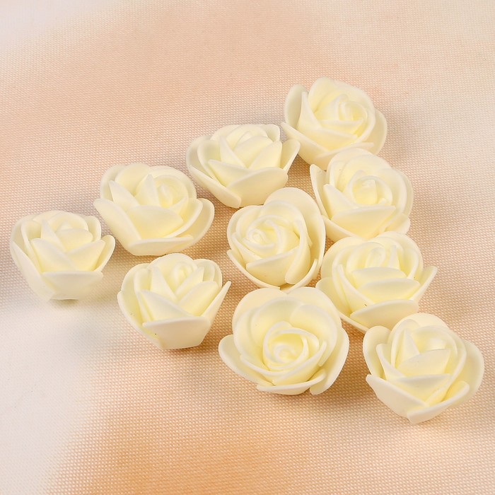 Цветок свадебный из фоамирана ручная работа высокие D-3 см 10 шт, цвет бежевый