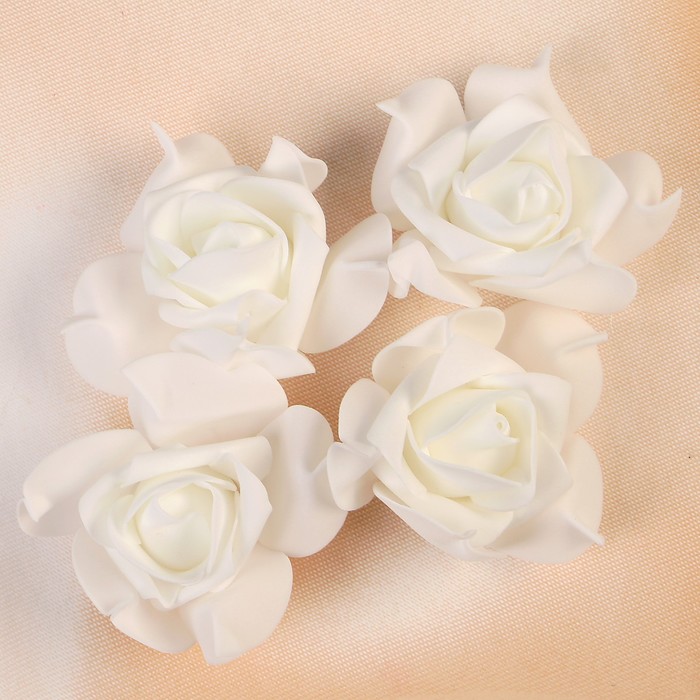 Цветок свадебный из фоамирана ручная работа D-7,5 см 4 шт, цвет белый