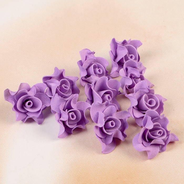 Цветок свадебный из фоамирана ручная работа D-3,5 см 10 шт ажурный край, цвет сиреневый