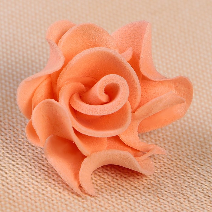 Цветок свадебный из фоамирана ручная работа D-3,5 см 10 шт ажурный край, цвет персиковый 297630