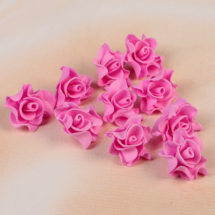 Цветок свадебный из фоамирана ручная работа D-3,5 см 10 шт ажурный край, цвет розовый