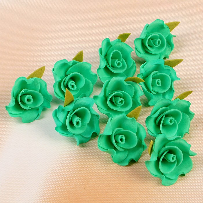 Цветок свадебный из фоамирана ручная работа D-3,5 см 10 шт ажурный край, цвет бирюзовый