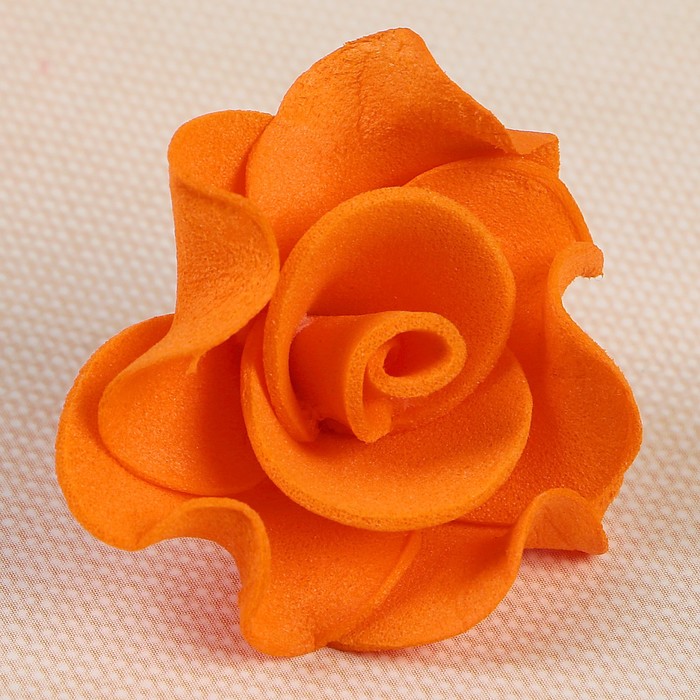 Цветок свадебный из фоамирана ручная работа D-3,5 см 10 шт ажурный край, цвет оранжевый
