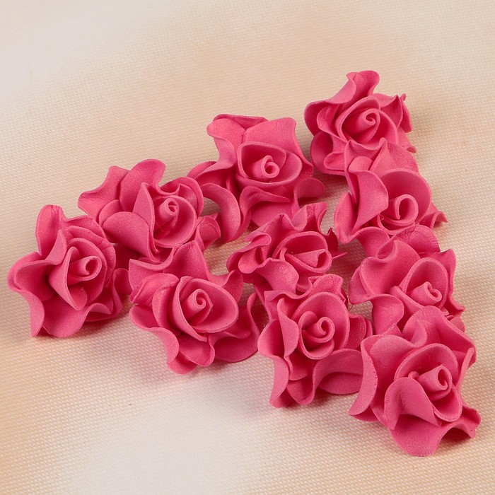 Цветок свадебный из фоамирана ручная работа D-3,5 см 10 шт ажурный край, цвет ярко-розовый 29763