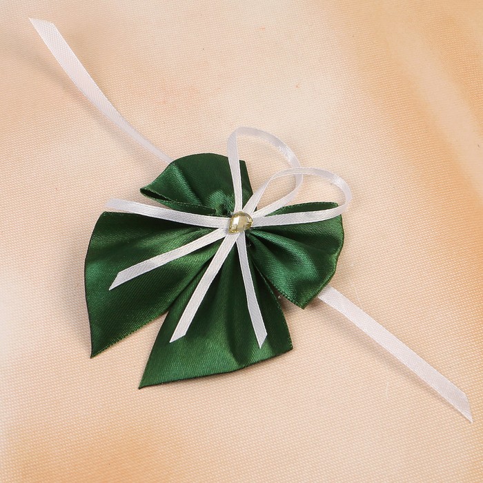 Бант свадебный для декора «Атласный» D-8 см 2 шт, цвет изумрудный