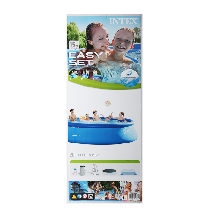 Бассейн надувной EASY SET 457*122см, фил.нас.,лес-ца, под-ка,тент, DVD 26168NP INTEX