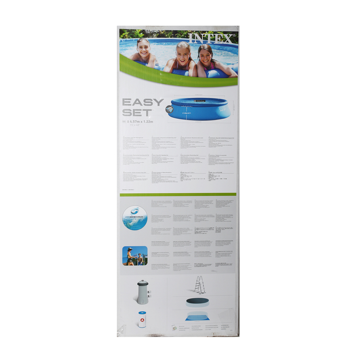 Бассейн надувной EASY SET 457*122см, фил.нас.,лес-ца, под-ка,тент, DVD 26168NP INTEX