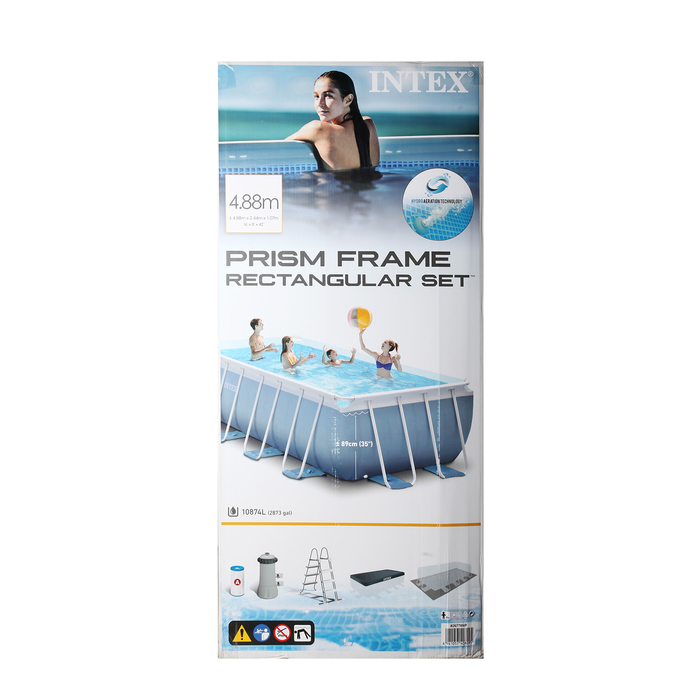Бассейн каркасный Prism Frame прямоуг. 488х244х107 см (фильт.нас., лес-а,тент, под-ка) 26778 INTEX