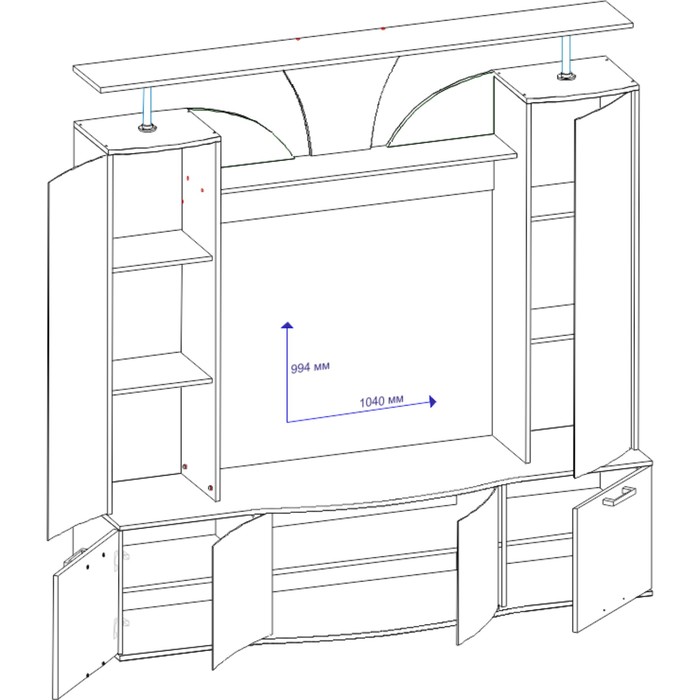 Стенка Атлантика-15 1800х480х1854 Ясень Шимо темный/Ясень Шимо светлый