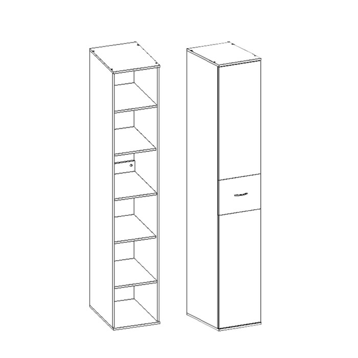 Пенал Сити-1 400х540х2272 Сосна карелия/Черный Глянец