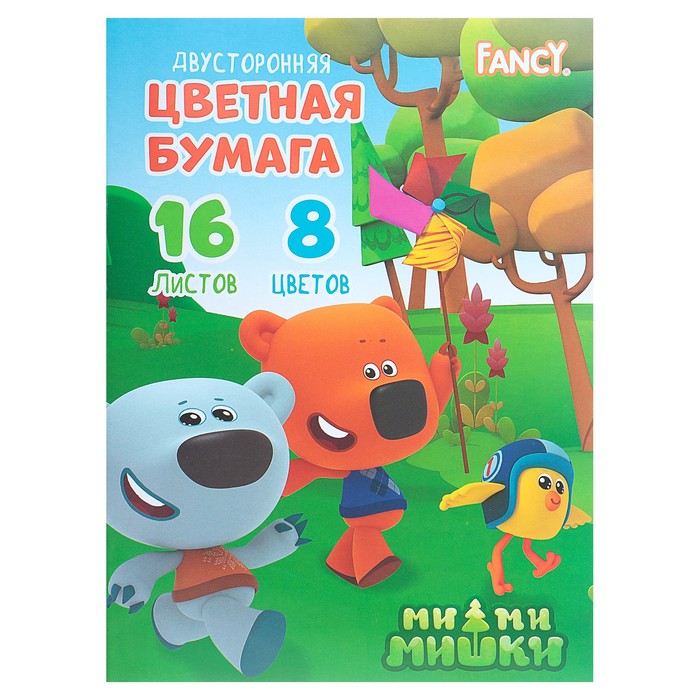 Бумага цветная двухсторонняя А4, 16 листов, 8 цветов "МиМиМишки", микс