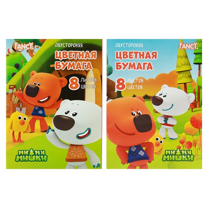 Бумага цветная двухсторонняя А4, 8 листов, 8 цветов "МиМиМишки", микс