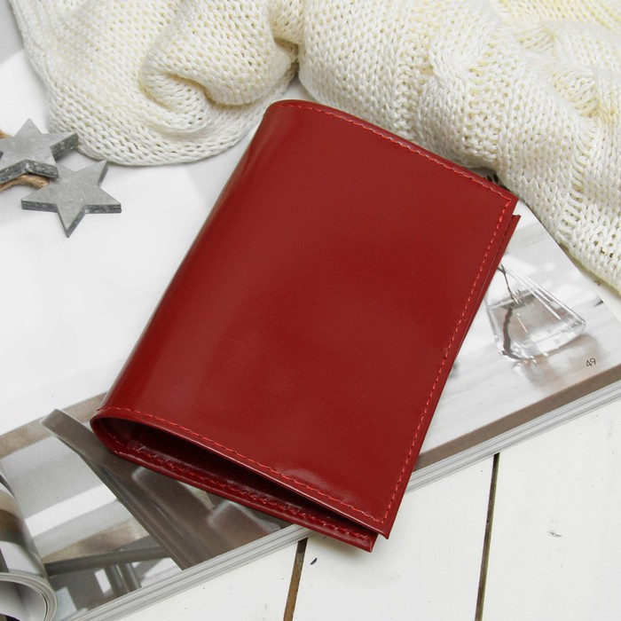 Обложка для паспорта, 5 карманов для карт, шик, цвет красный