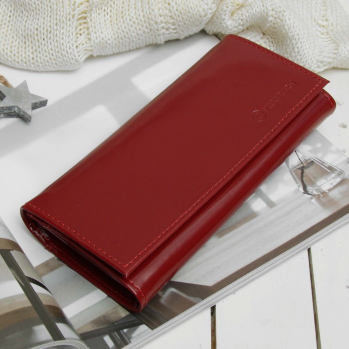 Кошелёк женский, 2 отдела, для карт, для монет, шик, цвет красный