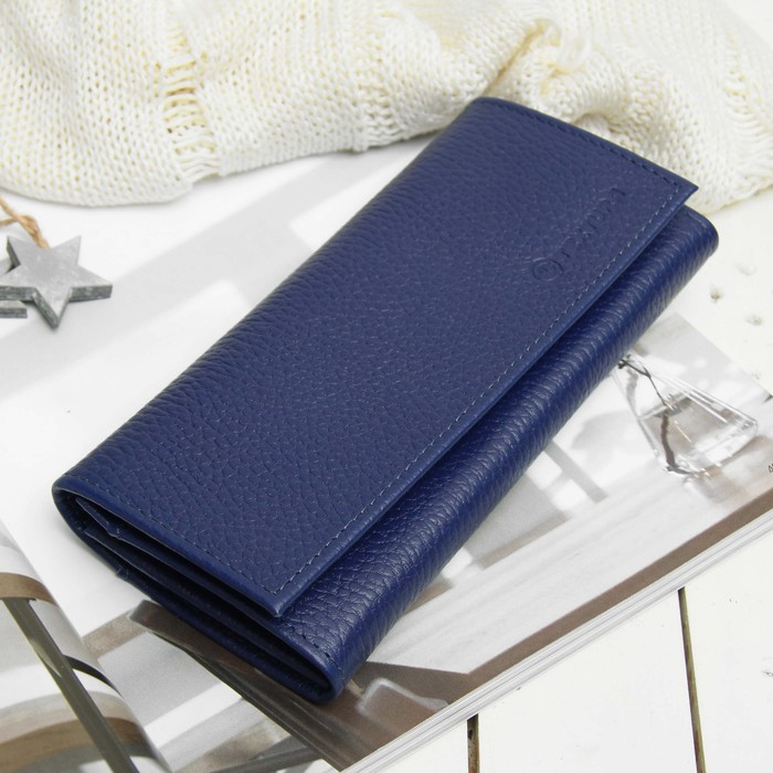 Кошелёк женский, 2 отдела, для карт, для монет, флотер, цвет васильковый